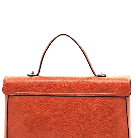 Python Snake Skin Twist Lock Flap Briefcase Satche - Picture 4 of 4